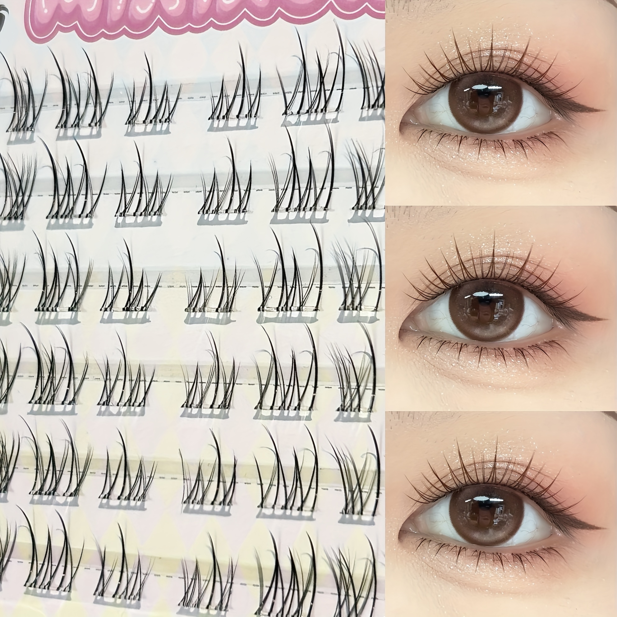 Eyelash Extension Natural - Mixiaohe Glue-Free Natural Lashes 60 Clusters