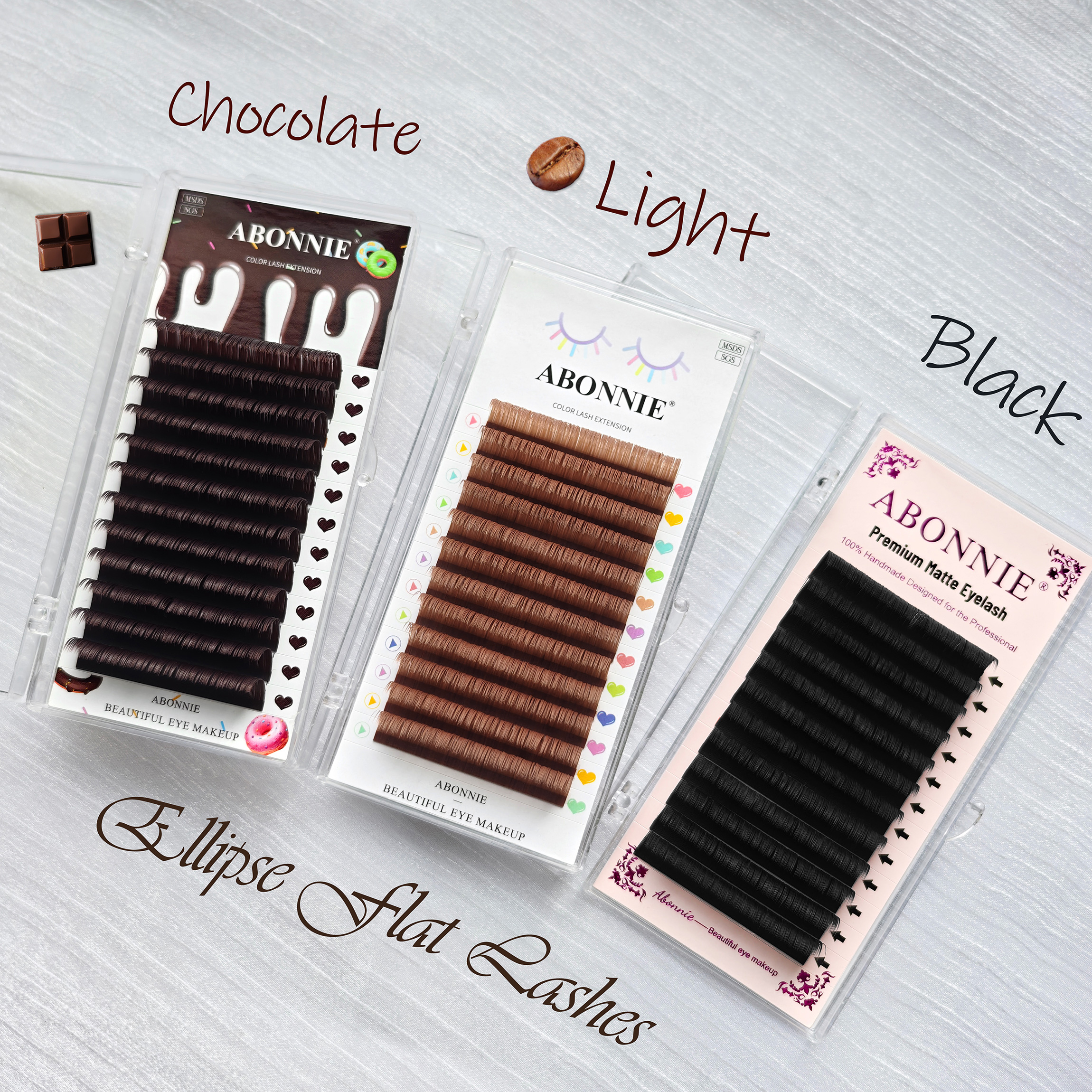 Eyelash Extension Supernatural - ABONNIE Brown Ellipse Flat Eyelash Extensions