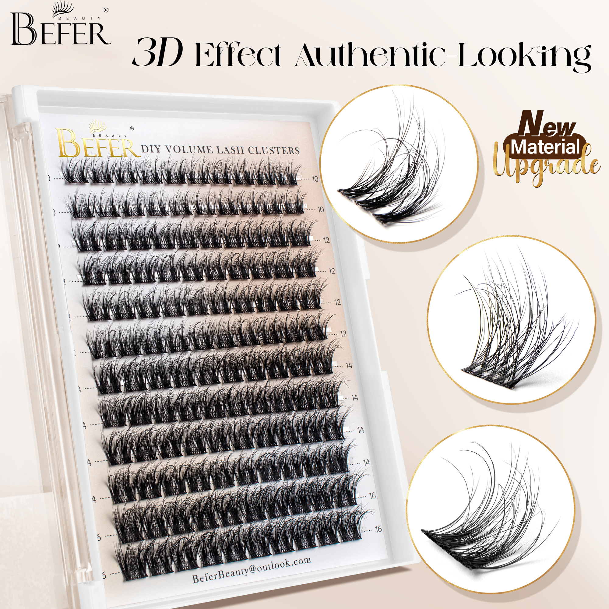 Eyelash Extension Natural - Befer Natural Lashes Clusters D Curl