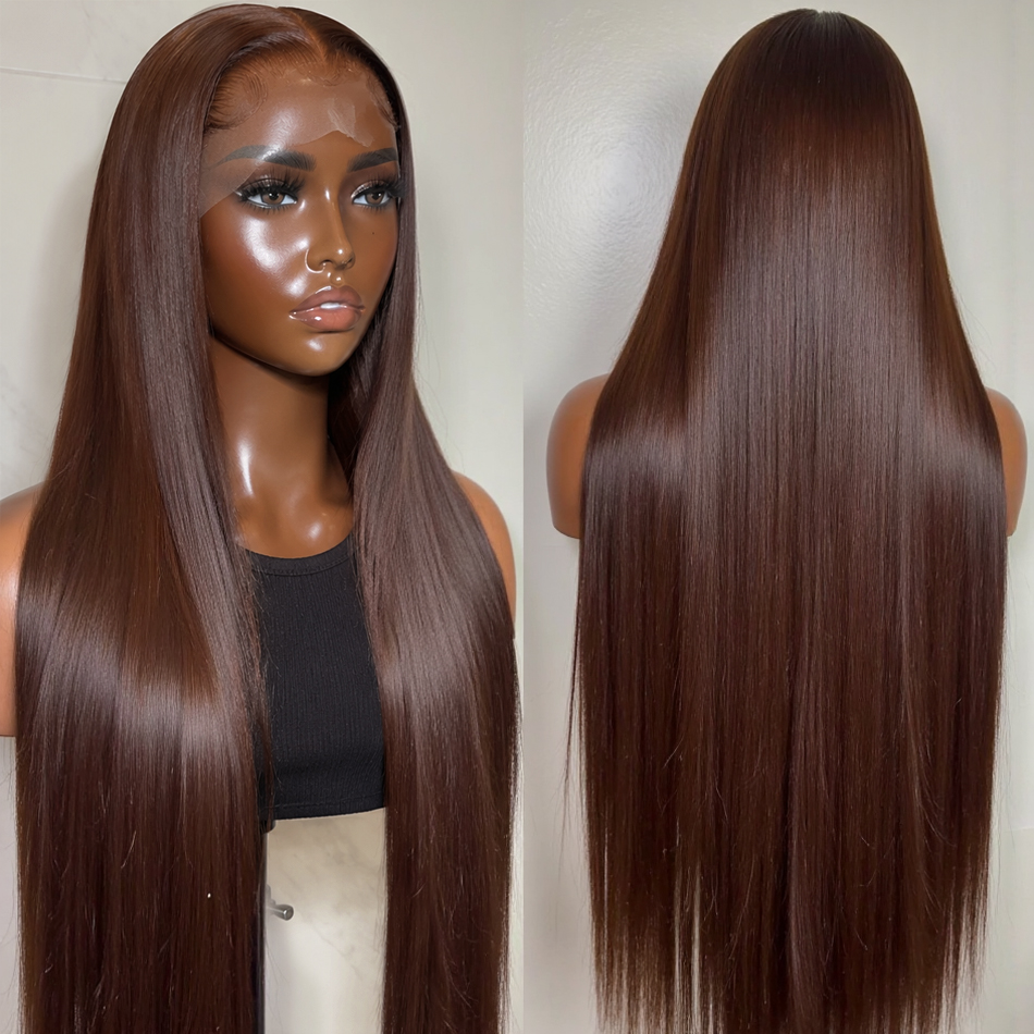HD Chocolate Brown 13x4 Straig - огляд і ціна Eyelash Extension Natural Look