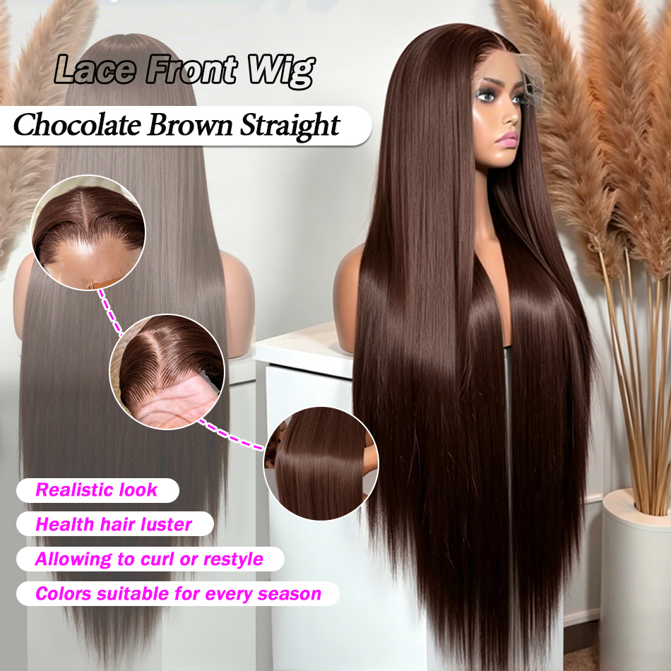 HD Chocolate Brown 13x4 Straig - огляд і ціна Eyelash Extension Natural Look