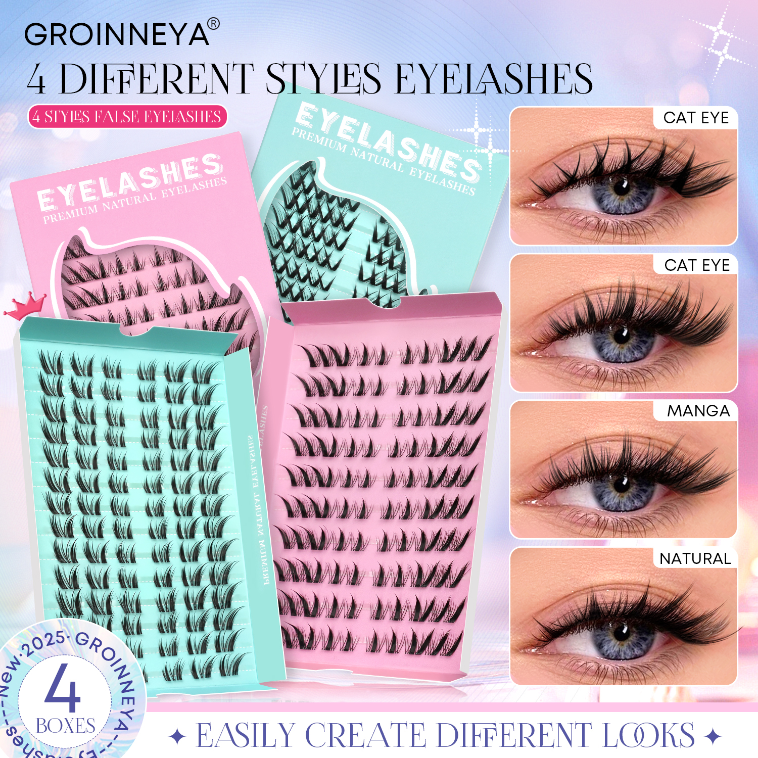 GROINNEYA Cat Eye Lashes DIY L - огляд і ціна Eyelash Extension Cat Eye