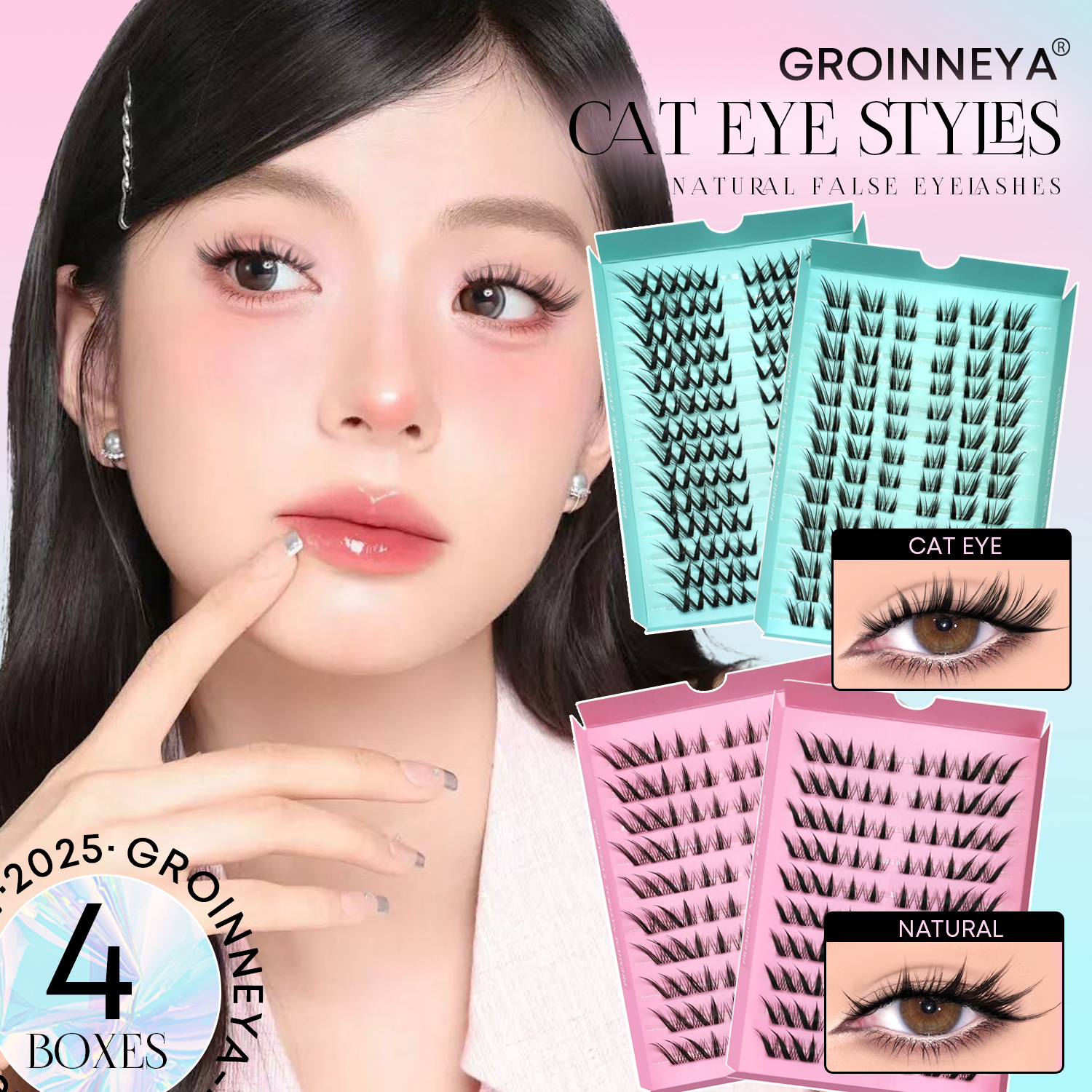 GROINNEYA Cat Eye Lashes DIY L - огляд і ціна Eyelash Extension Cat Eye