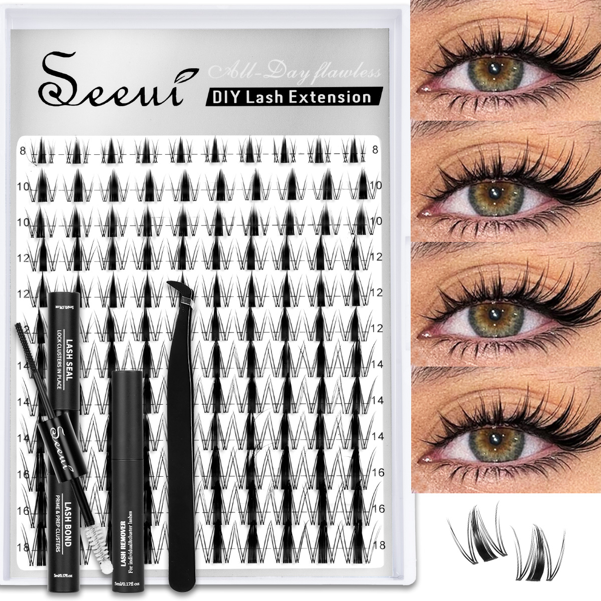 Lash Clusters Kit Thick Curl E - огляд і ціна Eyelash Extension Repair