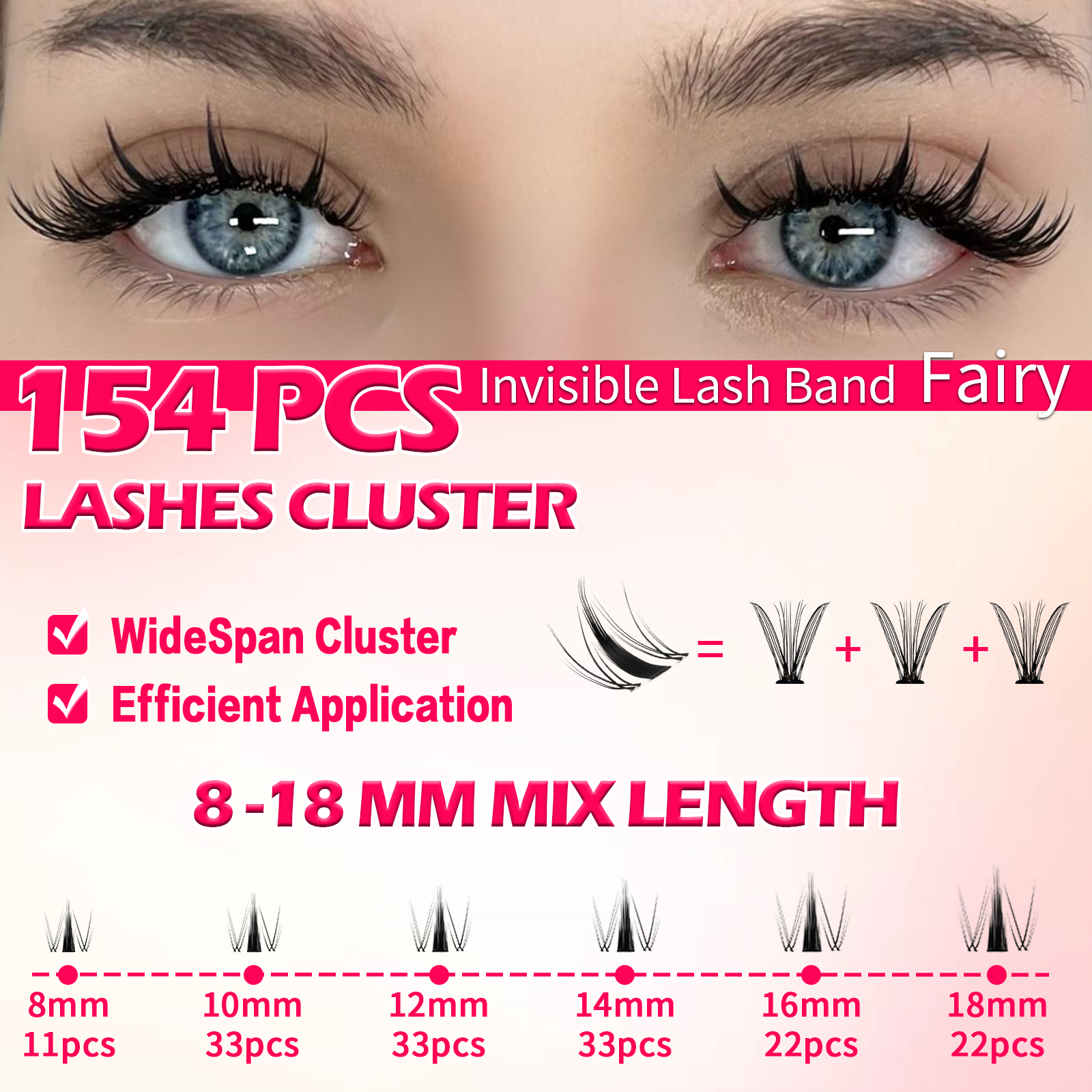 RITALASH 154pcs D Curl Cluster - огляд і ціна Eyelash Extension Equipment